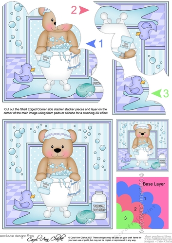 Cute Little Austin Bear Bathtub Buddies Shell Edged Corner Side Stacker