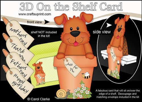 3D On the Shelf Card Kit - Flower Pot Friends Little Dog Rusty
