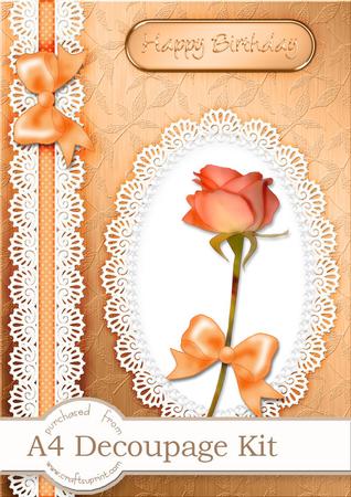 A4 Rose, Lace and Pearls 3D Decoupage Kit