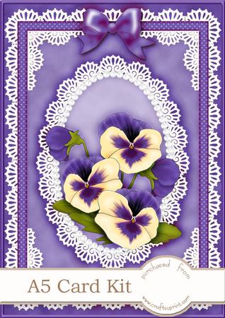 A5 Pansy, Lace and Pearls Kit with 3D Decoupage and Pyramage