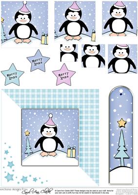 Cheeky Xmas Penguin Quick Card with Pyramage Topper