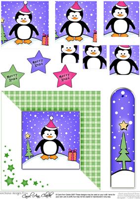 Cheeky Xmas Penguin Quick Card with Pyramage Topper