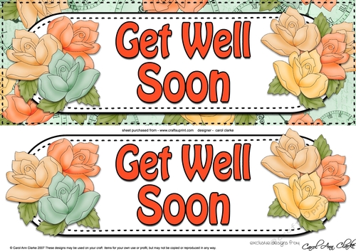 Large DL Time for Roses GET WELL SOON 3D decoupage