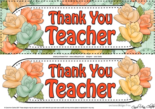 Large DL Time for Roses THANK YOU TEACHER 3D decoupage