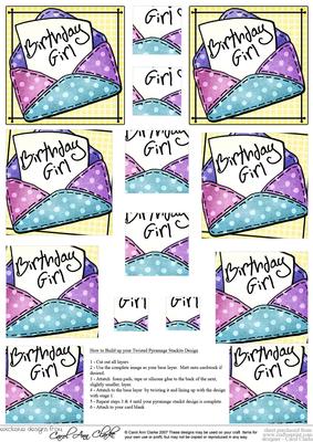 Birthday Girl Letter Twisted Pyramage Sheet