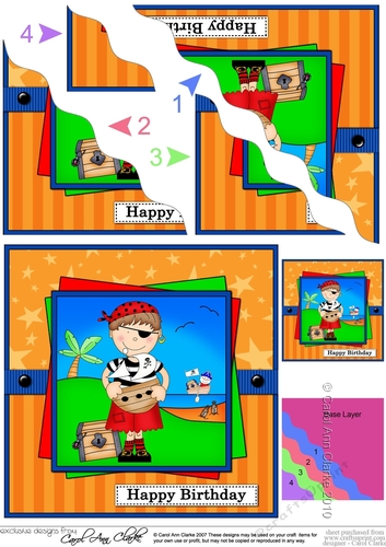 Boyz Birthday Boy Pirate Joze Wavy Corner side stacker Topper