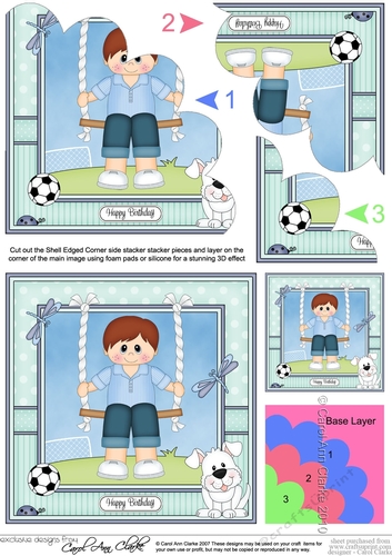 Cute Little Teen Boy is Swinging High Shell Edged Corner Side Stacker