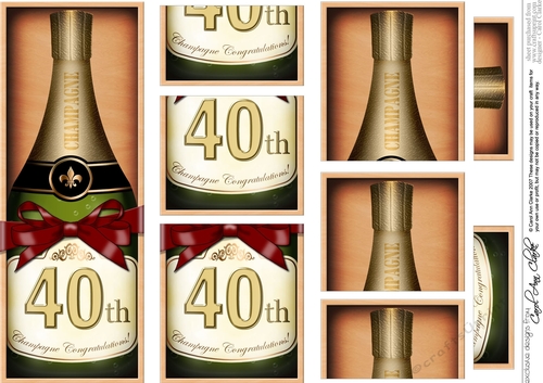 DL 40th Birthday Champagne in a Box with top & bottom stacker