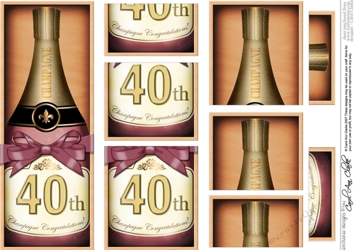 DL 40th Birthday Champagne in a Box with top & bottom stacker