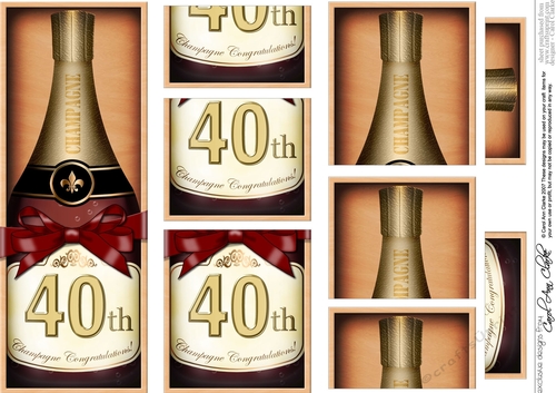 DL 40th Birthday Champagne in a Box with top & bottom stacker