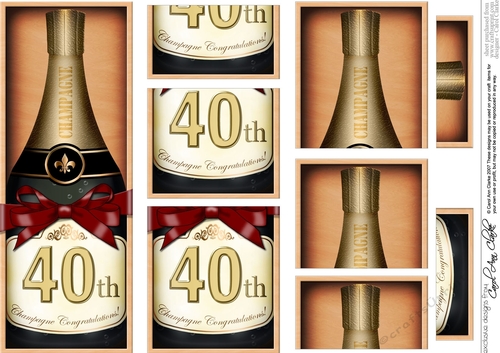 DL 40th Birthday Champagne in a Box with top & bottom stacker