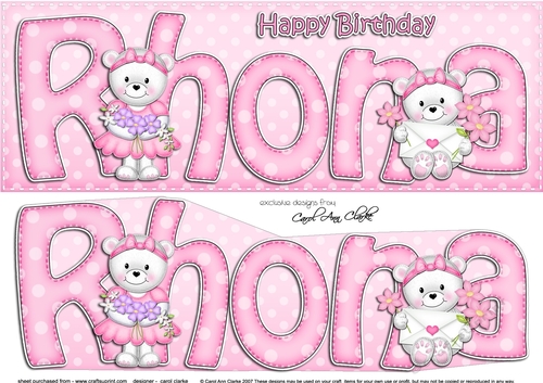 Large DL Birthday RHONA 3D decoupage