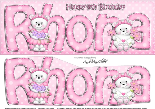 Large DL 9th Birthday RHONA 3D decoupage