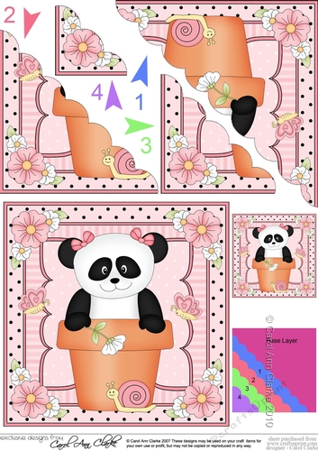 Flower Pot Friends Cute Little Panda Su Ling Scalloped Corner Stacker