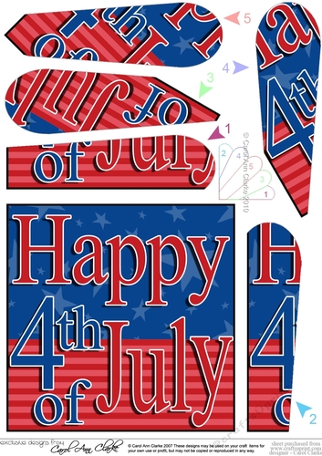 4th July Independence Day Fan Pyramage Topper