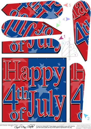 4th July Independence Day Fan Pyramage Topper