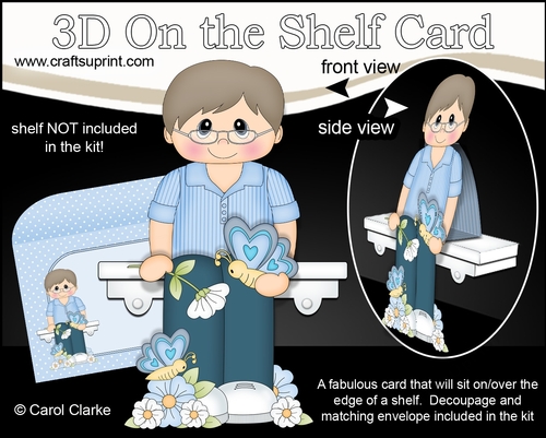 3D On the Shelf Card Kit - Older Man Hollis has Butterflies & Flowers