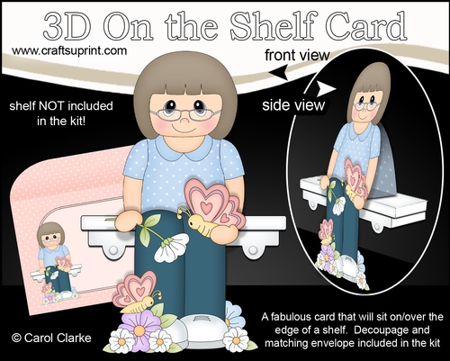 3D On the Shelf Card Kit - Older Lady Jayne has Butterflies & Flowers