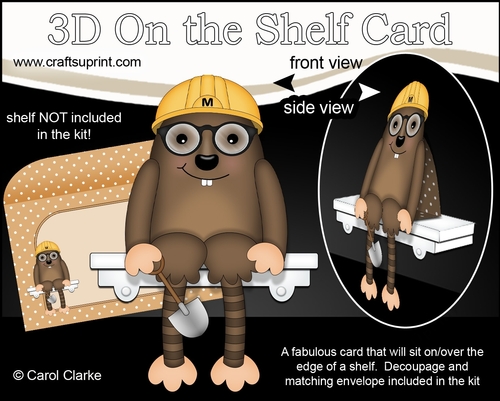 3D On the Shelf Card Kit - Cute Little McDoug Mole