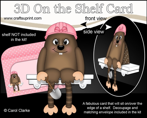 3D On the Shelf Card Kit - Cute Little Marcie Mole