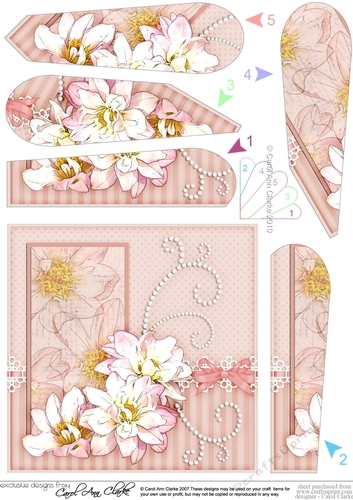 A Touch of Elegance Flowers Pearls and Lace Fan Pyramage Topper