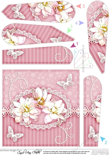 A Touch of Elegance Flowers Pearls and Lace Fan Pyramage Topper