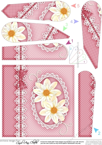 A Touch of Elegance Flowers Pearls and Lace Fan Pyramage Topper