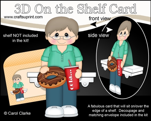 3D On the Shelf Card Kit - Older Man Aidan has a Donut & Cola
