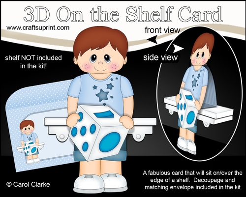 3D On the Shelf Card Kit - Cute Little Boy Tomas has a Fidget Cube
