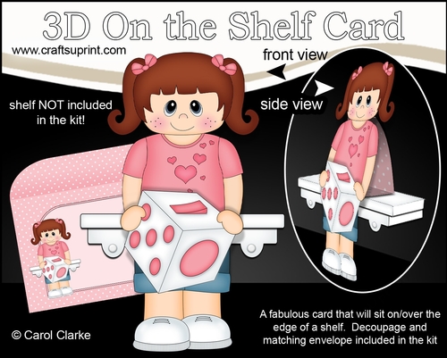3D On the Shelf Card Kit - Cute Little Girl Brea has a Fidget Cube