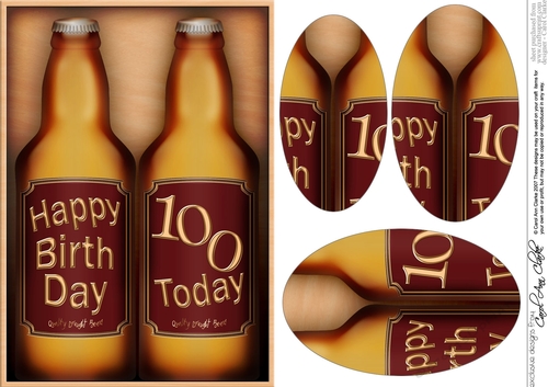 A5 100th BIRTHDAY Beer Gift Set Oval Pyramage Topper