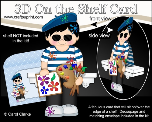 3D On the Shelf Card Kit - Little Artist Jaques is painting En Plein Air