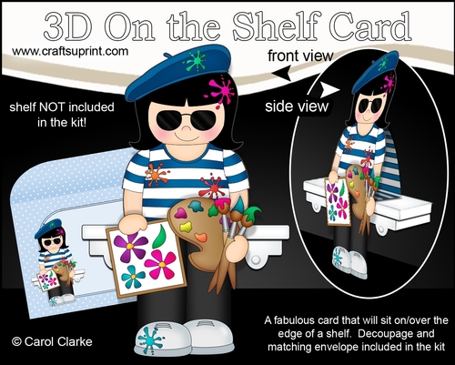 3D On the Shelf Card Kit - Little Artist Félice is painting En Plein Air