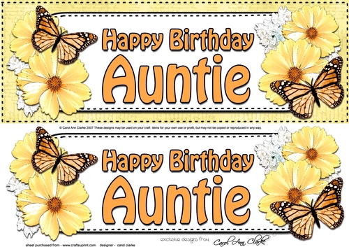 Large DL Birthday AUNTIE Floral Butterflies 3D decoupage