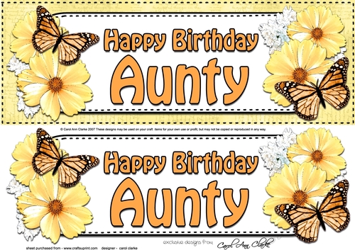 Large DL Birthday AUNTY Floral Butterflies 3D decoupage