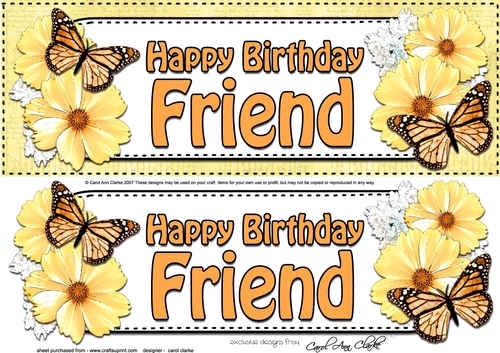 Large DL Birthday FRIEND Floral Butterflies 3D decoupage