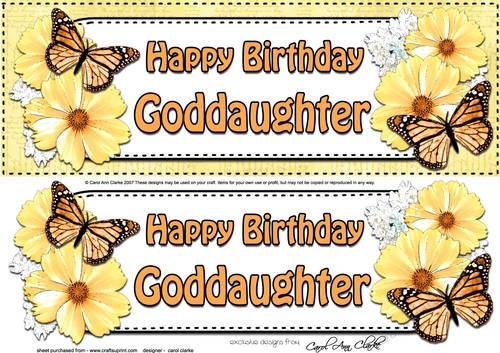 Large DL Birthday GODDAUGHTER Floral Butterflies 3D decoupage