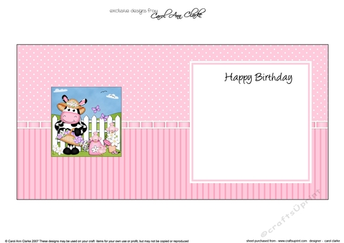 Milly Moo Cow has a basket of Pretty Flowers square landscape insert