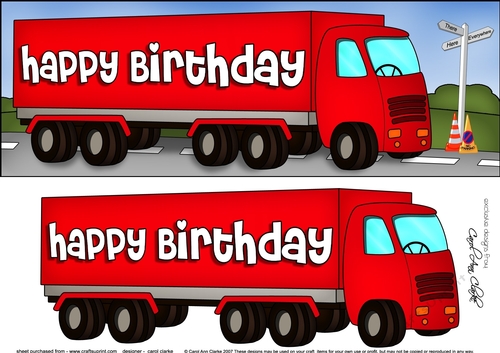 Large DL HAPPY BIRTHDAY HGV Lorry 3D decoupage