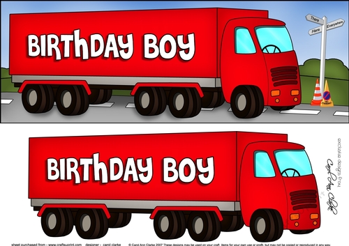 Large DL BIRTHDAY BOY HGV Lorry 3D decoupage