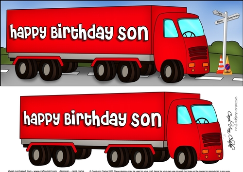 Large DL Happy Birthday SON HGV Lorry 3D decoupage