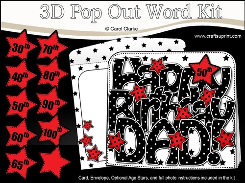 3D Happy Birthday DAD Stars with Ages 30 to 100 Pop Out Word Card 