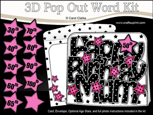 3D Happy Birthday MUM Stars with Ages 30 to 100 Pop Out Word Card