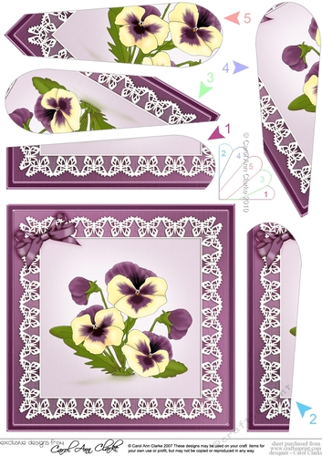 Pansy on Butterfly Lace Fan Pyramage Topper