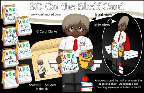3D On the Shelf Card Kit - Little Ethnic Teacher Mr Thomas