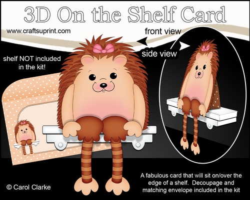 3D On the Shelf Card Kit - Cute Little Hedgehog Tink