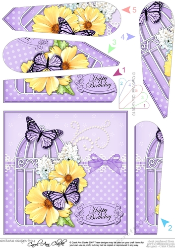 Birthday Butterflies, Pretty Flowers & Pearls Birdcage Fan Pyramage Topper