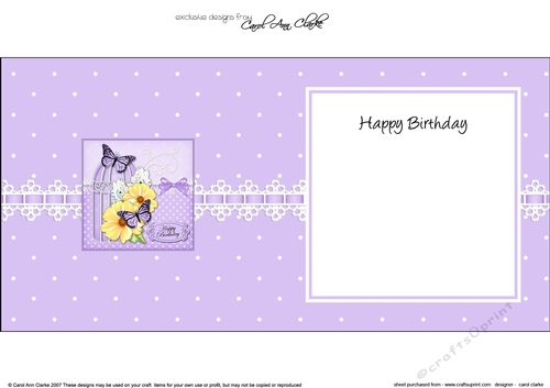 Birthday Butterflies, Pretty Flowers & Pearls Birdcage square landscape insert