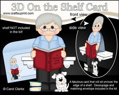 3D On the Shelf Card Kit - Old Man Warner is Reading a Good Book