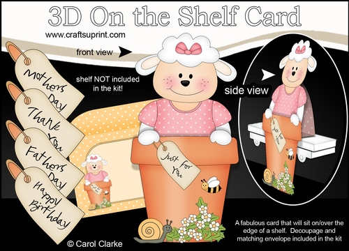 3D On the Shelf Card Kit - Flower Pot Friends Little Lamb Laura